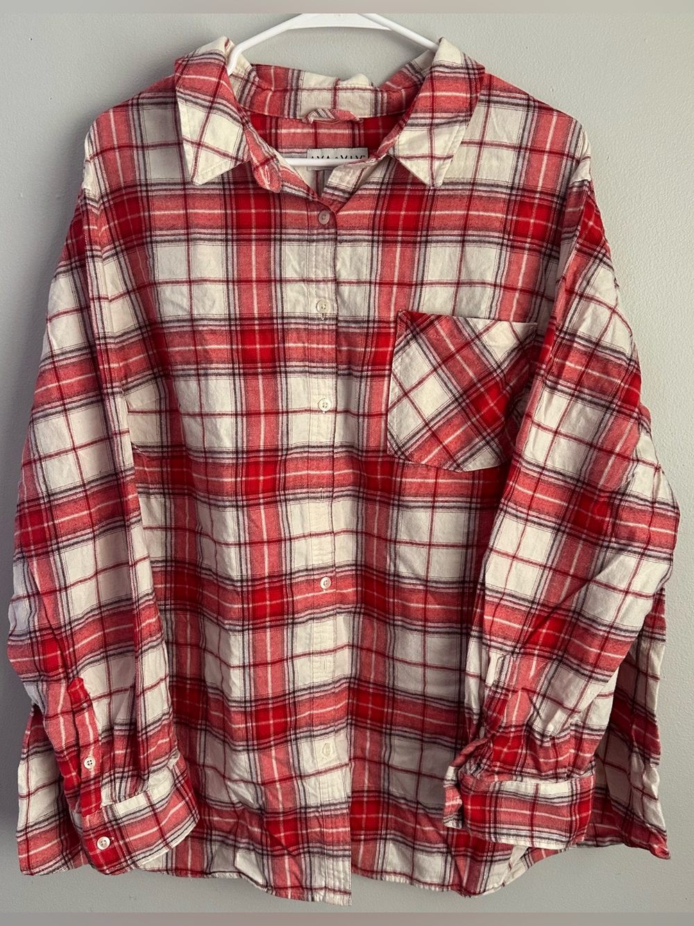 3x Ava and Viv red plaid flannel button up women’s 3xl